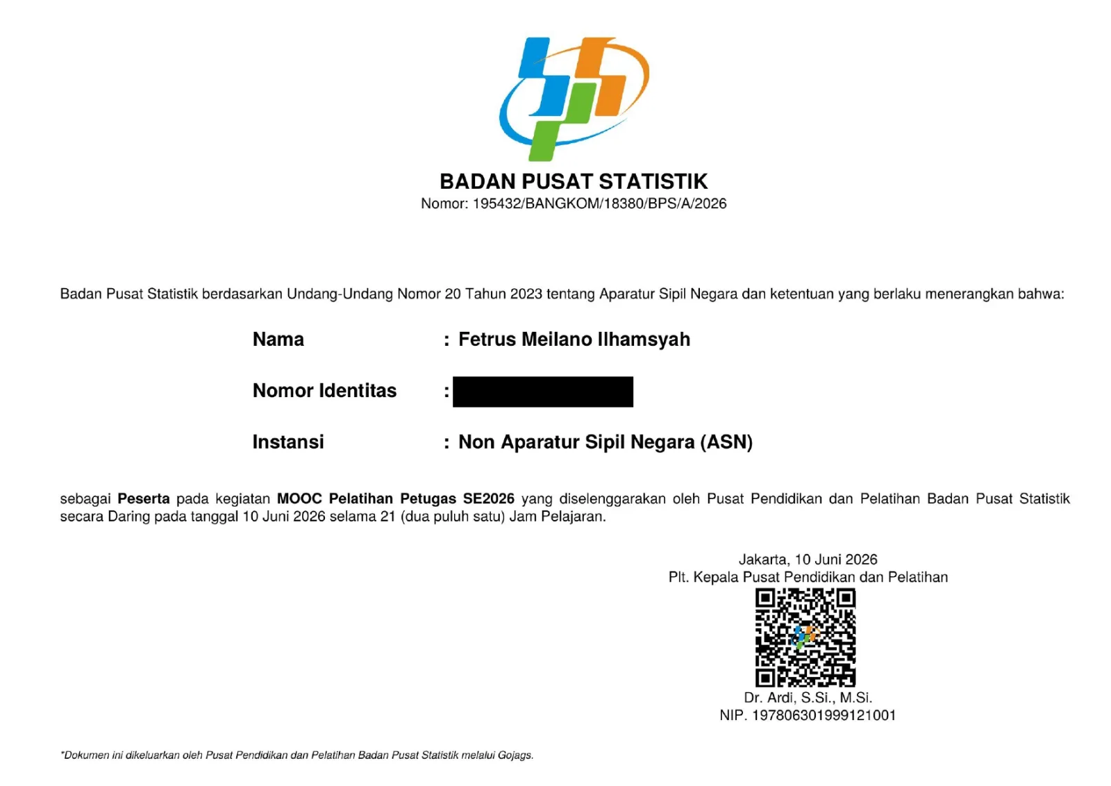 MOOC PELATIHAN PETUGAS SENSUS 2026